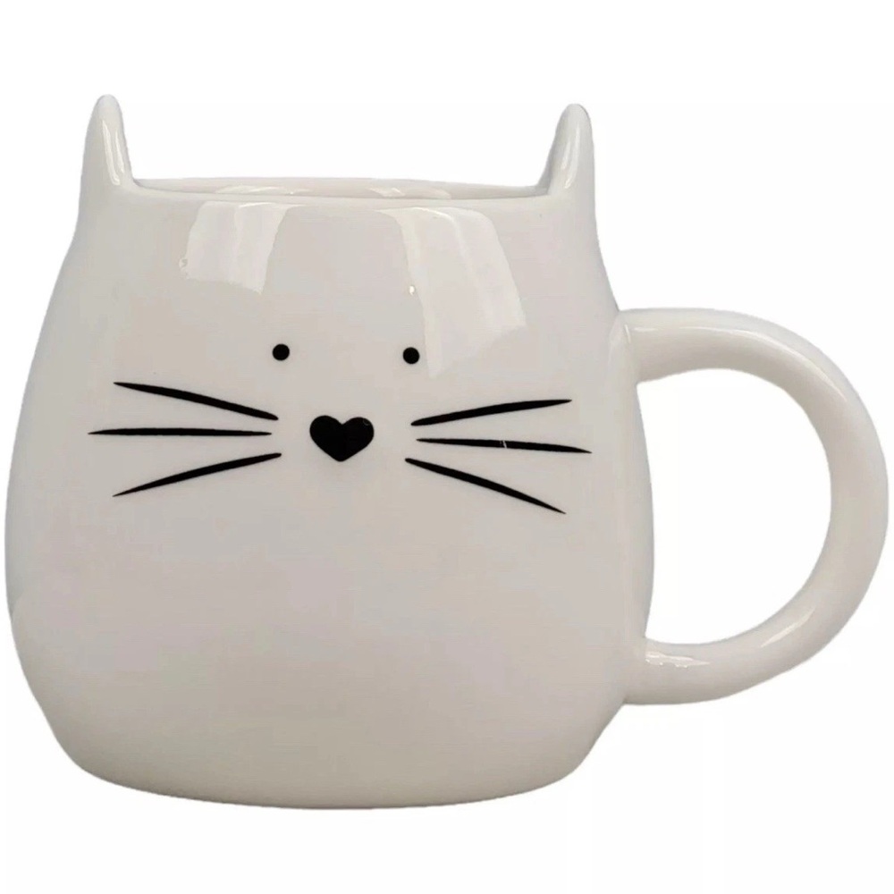 White Novelty Cat Mug - Global Design